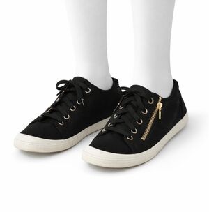 Women's FARWEST size 9 Black Sneakers with Gold Zipper